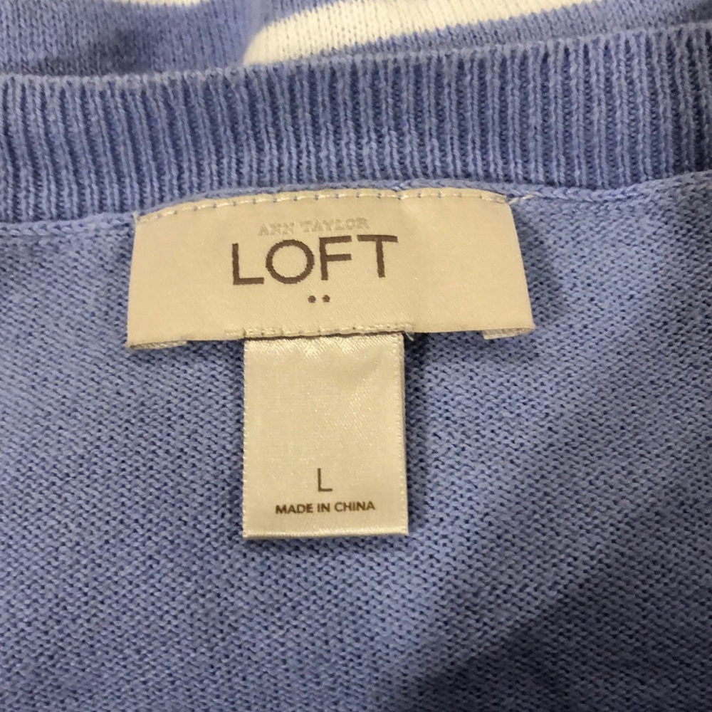 Loft Striped Rhinestone Daisy Sweater Large - Picture 4 of 5